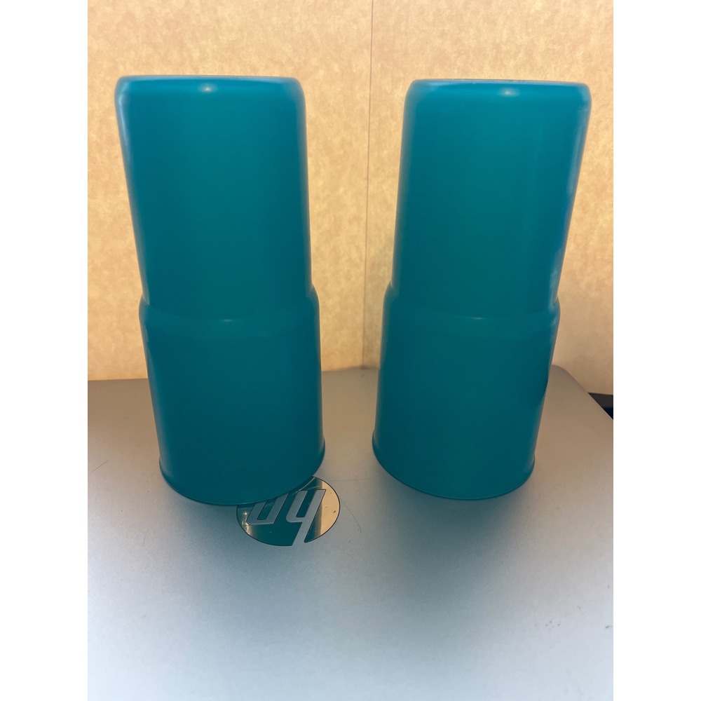 Tupperware 18oz Bell Tumblers Set of 2 Teal Blue Stackable Plastic Cups 24155-1